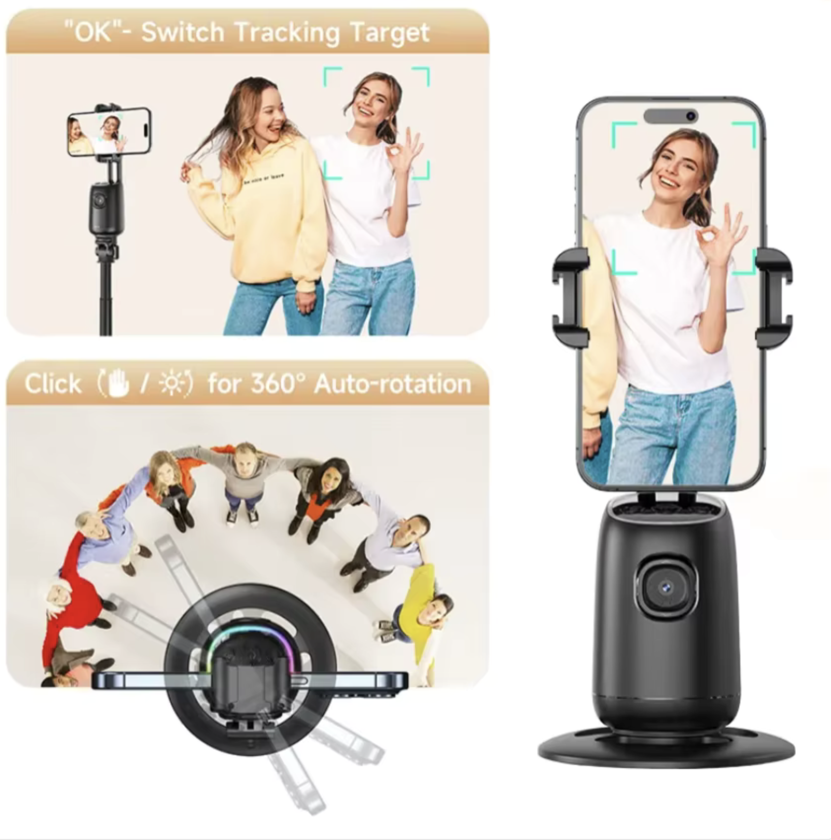 360 Face Tracking Camera Stand